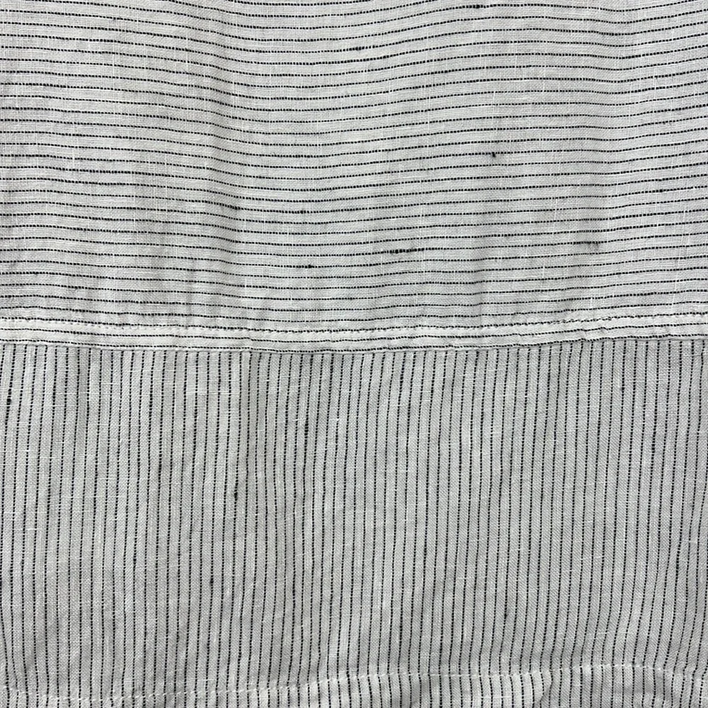 TAHARI 3/4 sleeve pullover top thin black stripes on white linen M - Picture 7 of 9